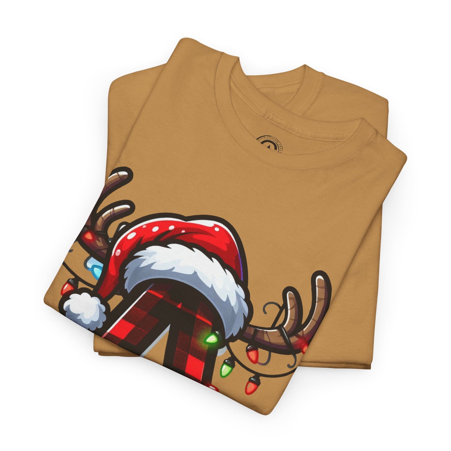 Festive Reindeer Initial A Tee, Unisex Holiday T-Shirt, Christmas Gift, Personalized Apparel, Cozy Winter Wear, Merry & Bright