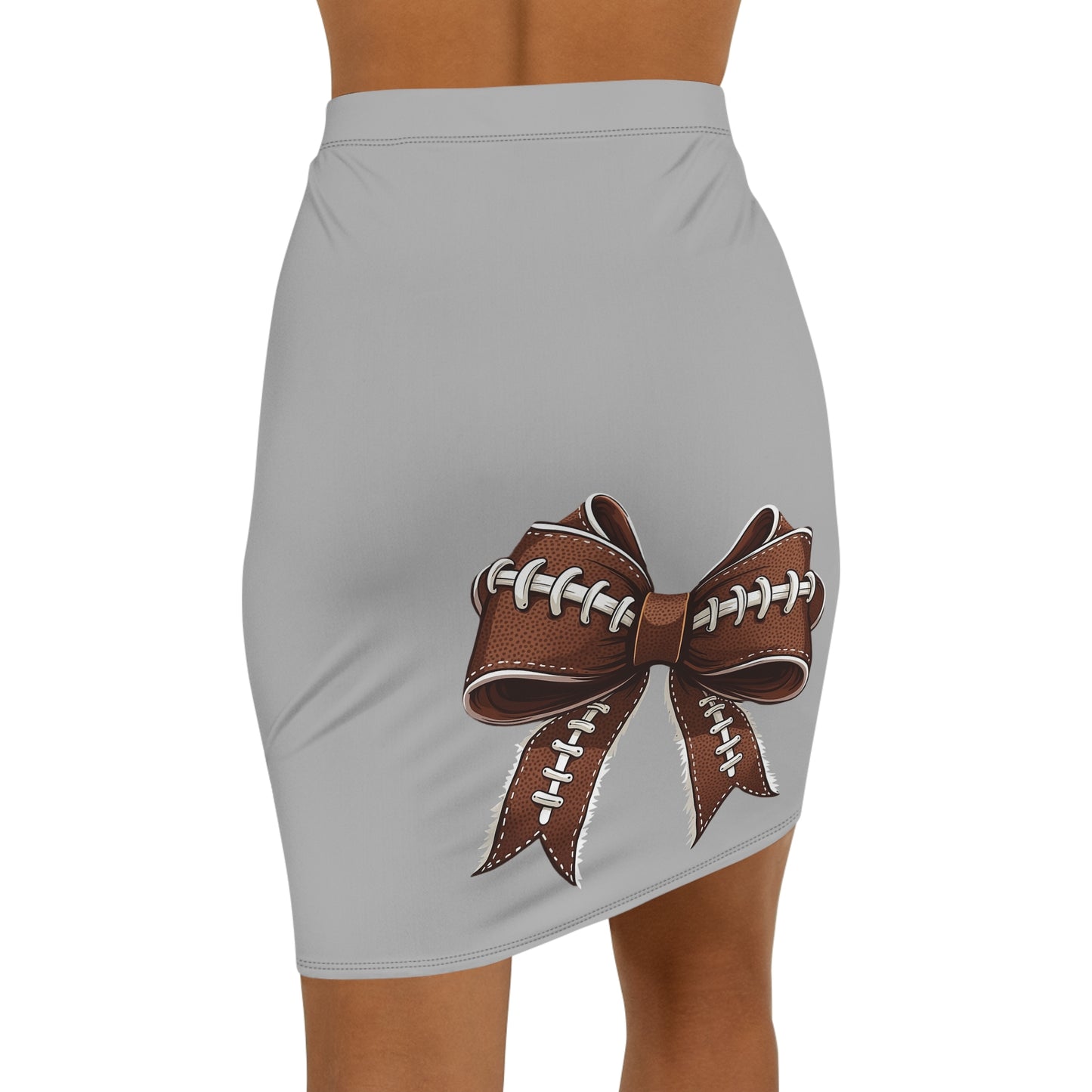 Grey Football Bow Women's Pencil Skirt, Stylish Skirt Fun Night Out, Team Spirit! Game Day, homecoming