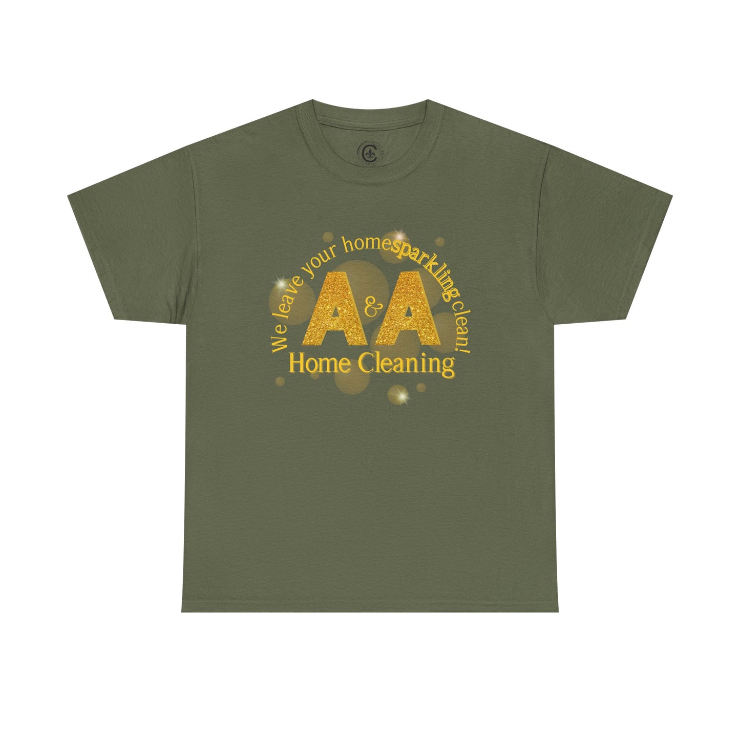 A&A Cleaning Services, Logo, Gold on Purple Crew Neck unisex tshirt, Gildan