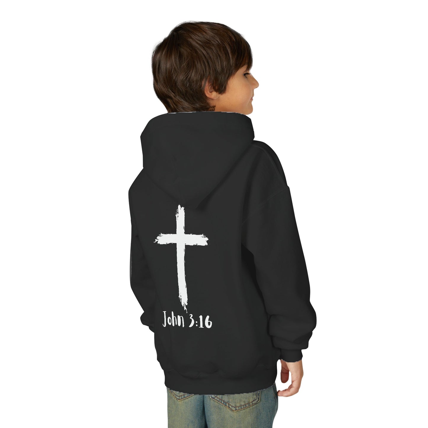 Thank you Jesus, John 3:16 Youth Heavy Blend Hooded Sweatshirt, Thank U Jesus Faith Hoodie, Christian Youth Apparel, Religious Gift for Teens, John 3:16 Inspired