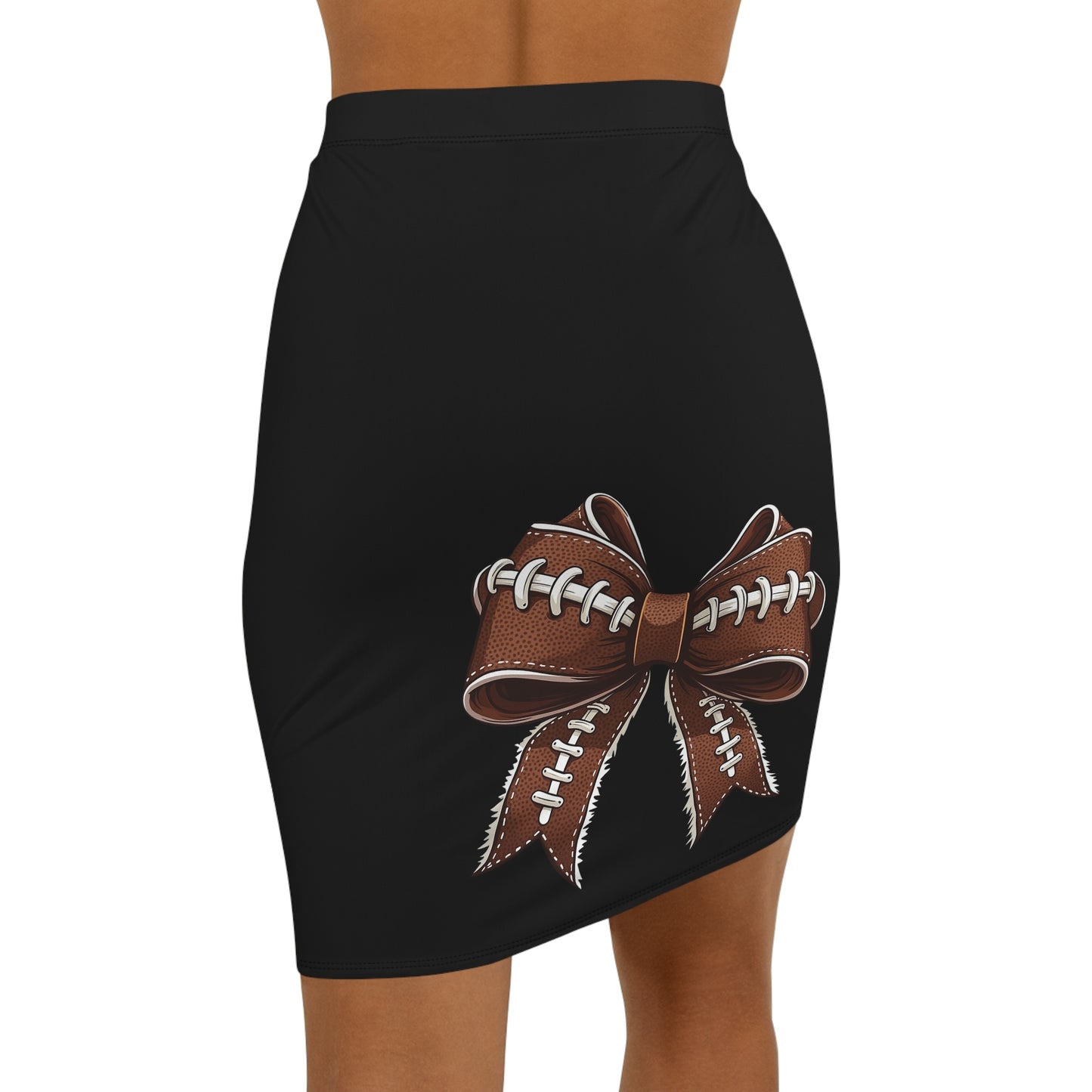 Black Football Bow Women's Pencil Skirt, Stylish Skirt Fun Night Out, Team Spirit! Game Day, homecoming