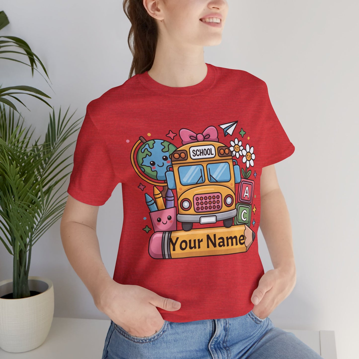 Personalized School Bus T-Shirt for Kids, Fun Graphic Tee, Back to School