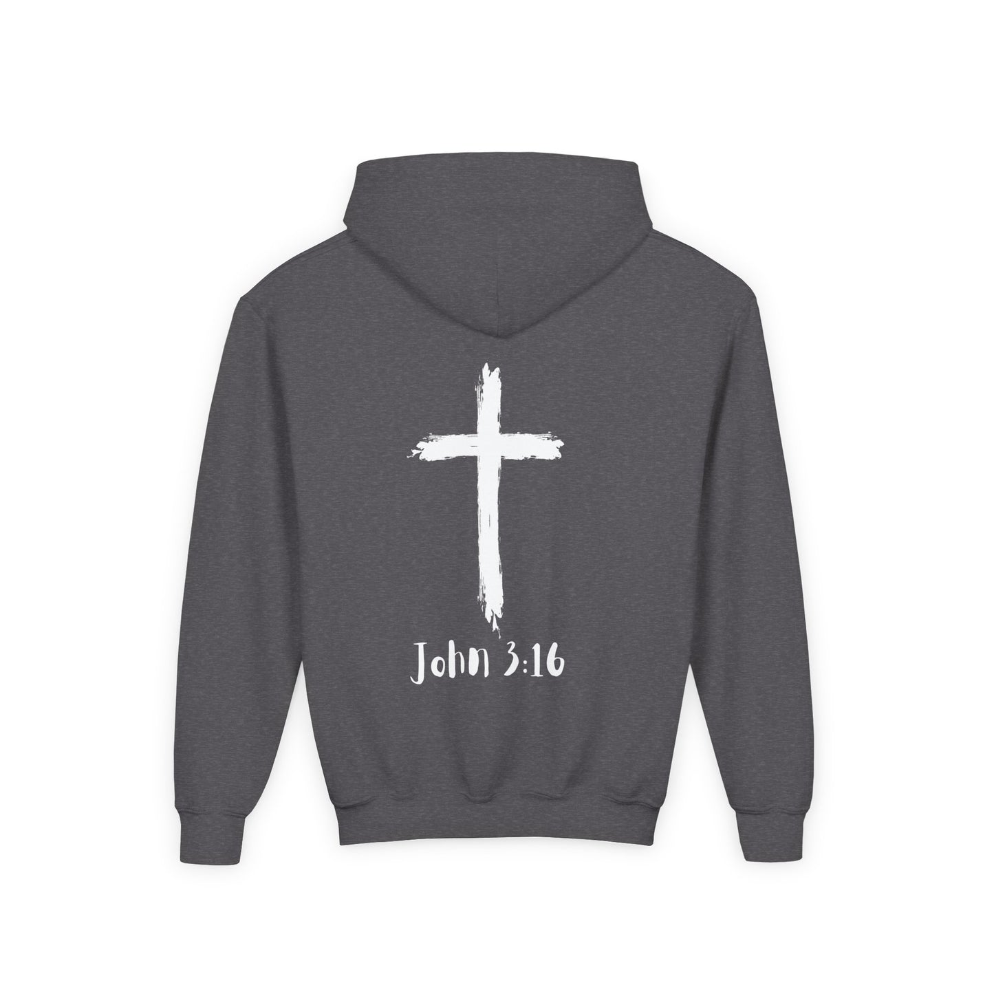 Thank you Jesus, John 3:16 Youth Heavy Blend Hooded Sweatshirt, Thank U Jesus Faith Hoodie, Christian Youth Apparel, Religious Gift for Teens, John 3:16 Inspired