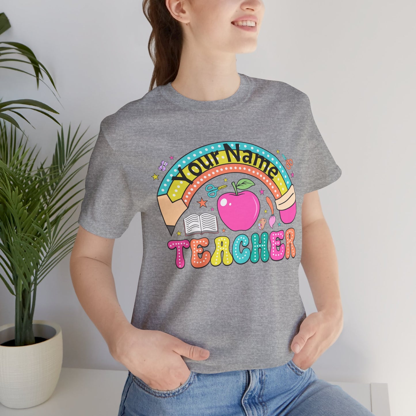 Personalized Teacher T-Shirt, Cute Teacher Gift, Back to School Shirt, Apparel, Custom Name Tee