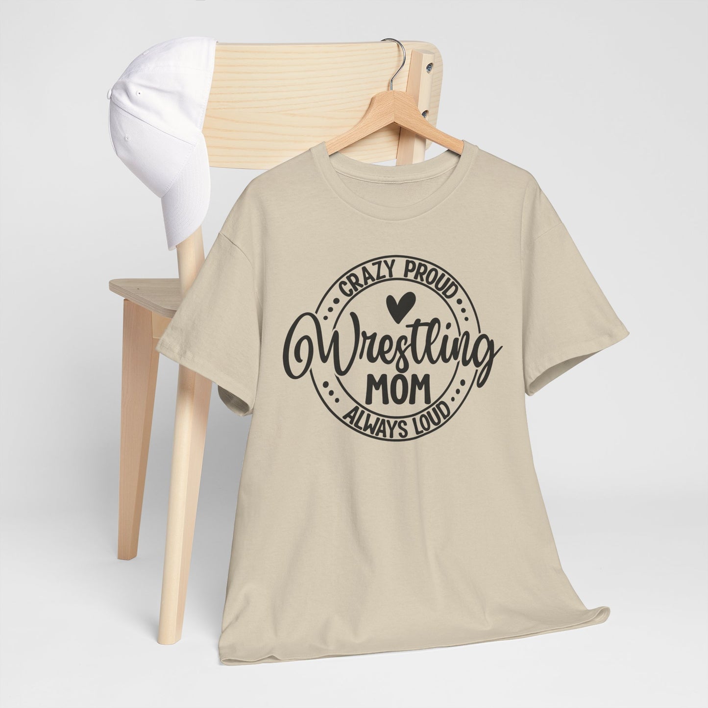 Wrestling Mom Tee, Unisex Heavy Cotton Tee, Proud Mom Shirt, Gift for Wrestling Moms, Sports Apparel, Birthday Gift