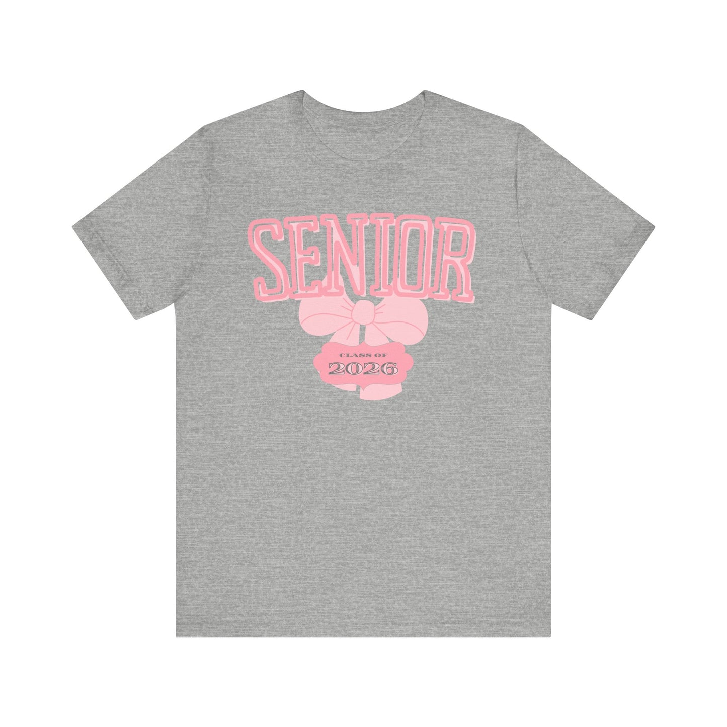 Senior Class of 2026 Bow Graphic Bella Canvas Tee, Cute College Shirt, Unisex Short Sleeve Top, Gift for Students, High School Graduation Apparel