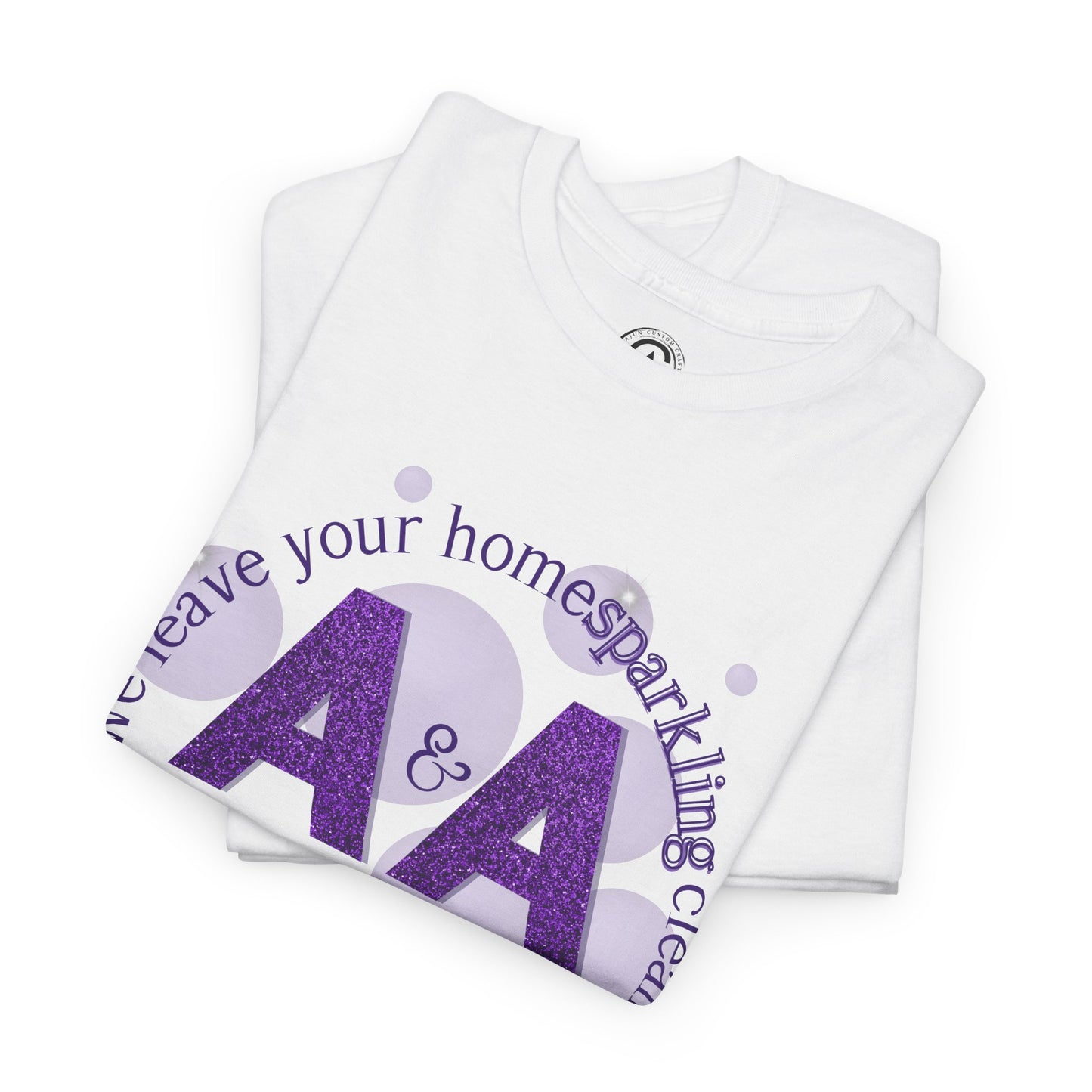 A&A Cleaning Services, Logo, Purple on Gold Crew Neck unisex tshirt, Gildan