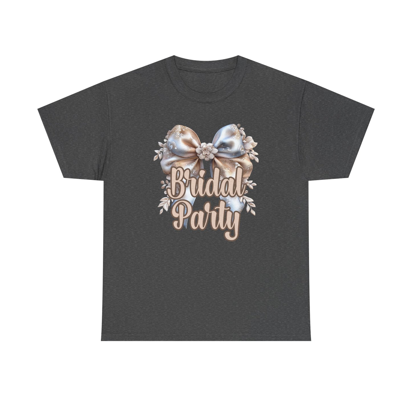 Bridal Party Bow Unisex Heavy Cotton Tee, Wedding Gift, Bridal Shower Tee, Engagement Outfit, Bachelorette Party Apparel