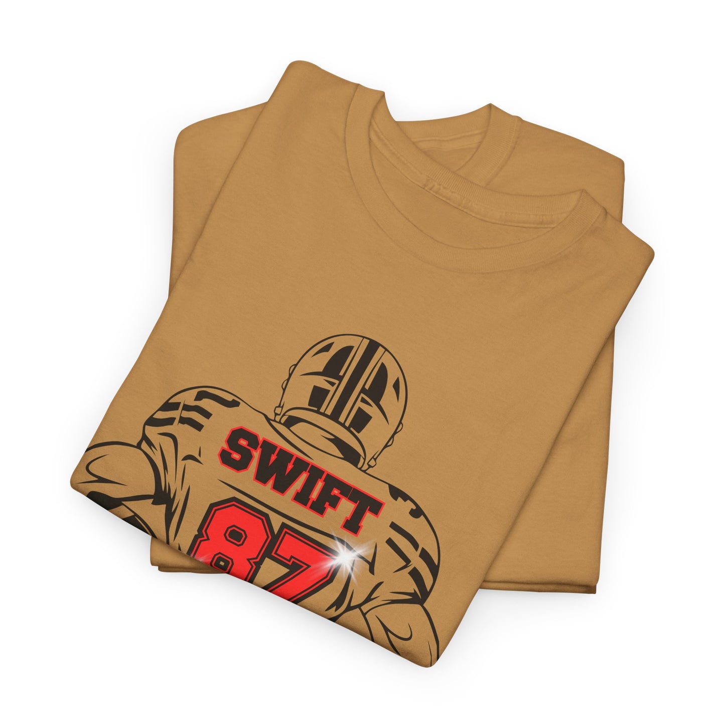 Swift 87 Unisex Heavy Cotton Tee, Football Fan Shirt, KC Chiefs, Kelce, Swiftie, Engaged