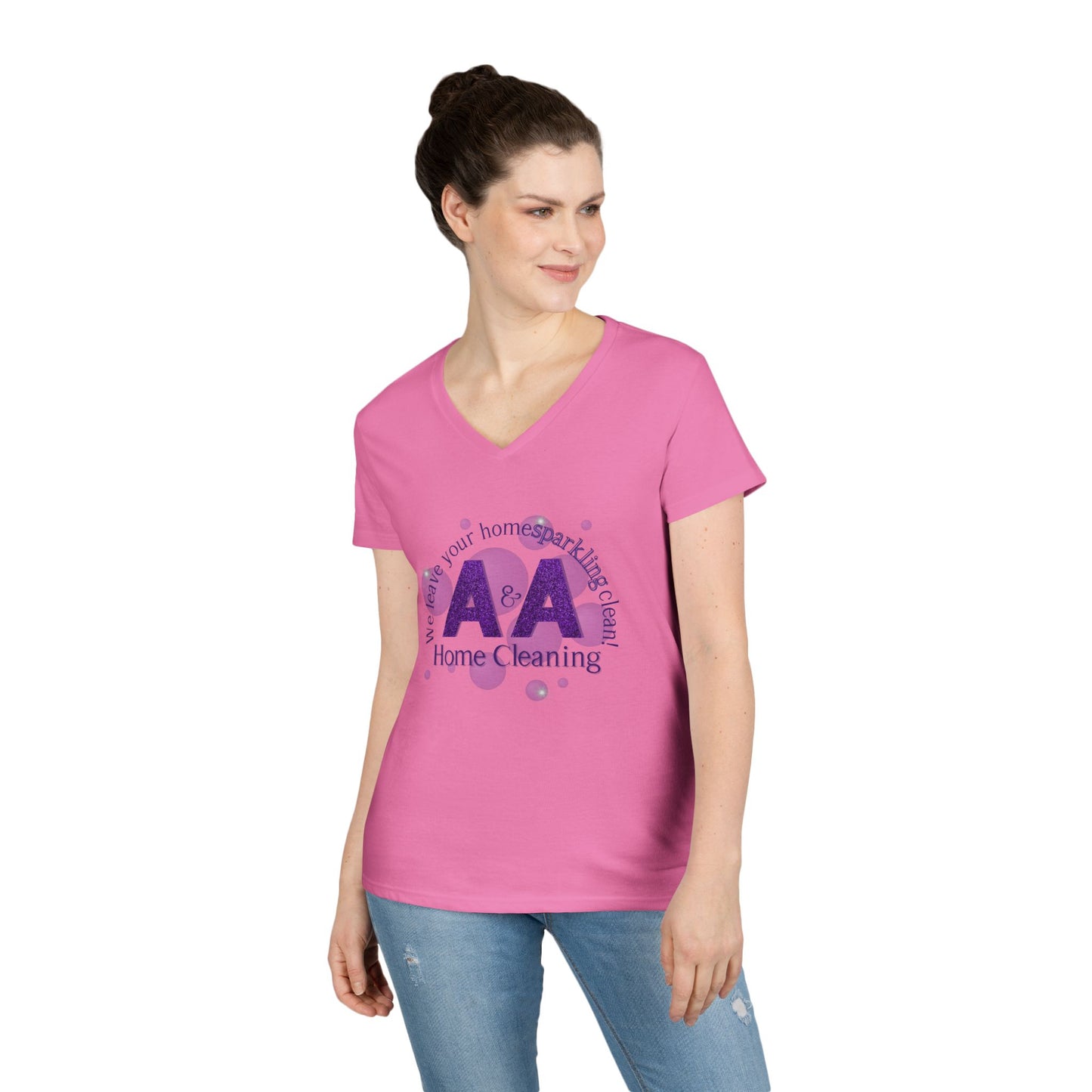 A&A, Purple Logo on a 2nd style vneck, Gildan