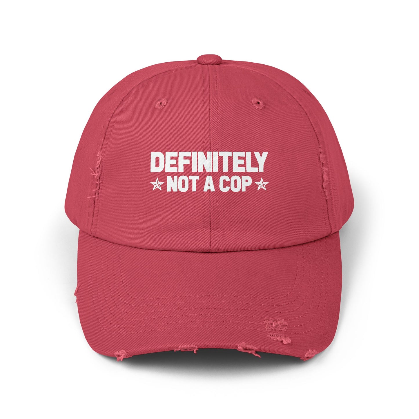 Definitely NOT a cop, Unisex Distressed Cap, Funny Hat, Casual Gift, Everyday Wear, Cool Accessory, Adjustable Cap