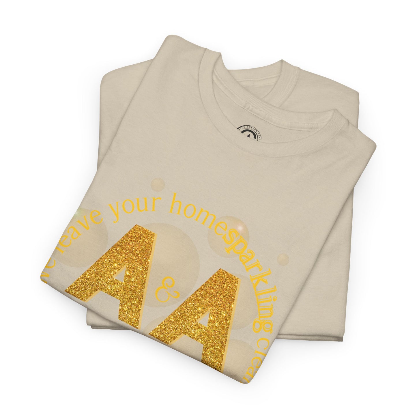 A&A Cleaning Services, Logo, Gold on Purple Crew Neck unisex tshirt, Gildan