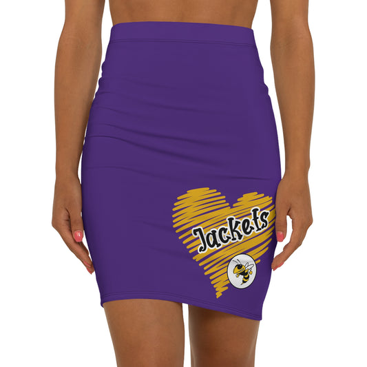 Purple Yellow Jackets Women's Pencil Skirt, Stylish Skirt, Fun Night Out