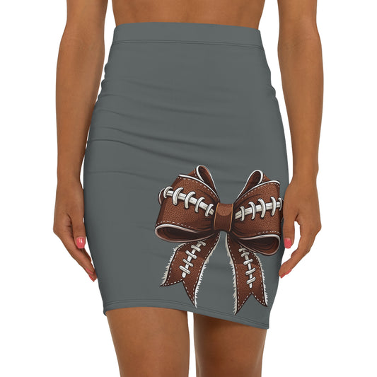 Dark Grey Football Bow Women's Pencil Skirt, Stylish SkirtFun Night Out, Team Spirit! Game Day, homecoming