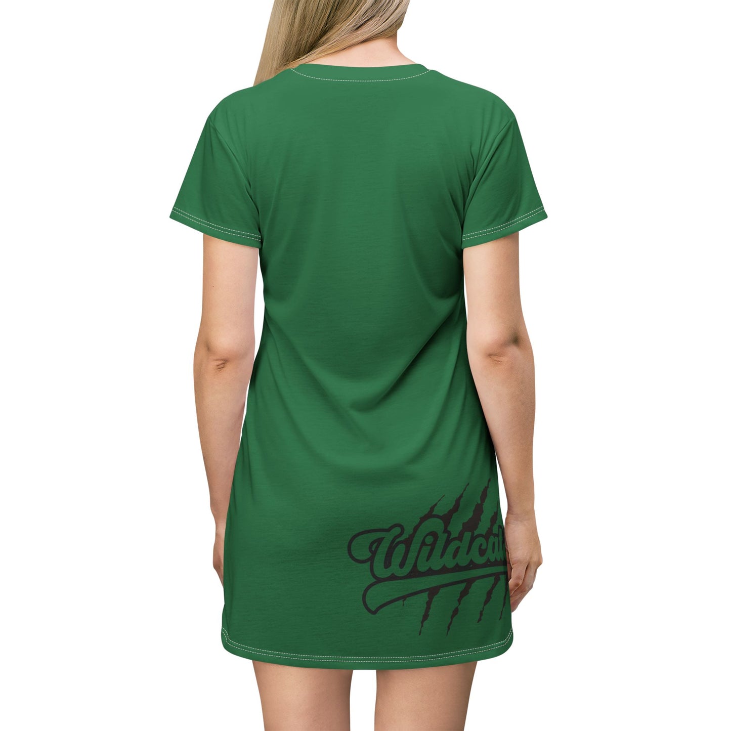 Green  Wildcats Graphic T-Shirt Dress, Cute Casual Dress,  Summer Fashion, Gift for Her, Game Day Outfit