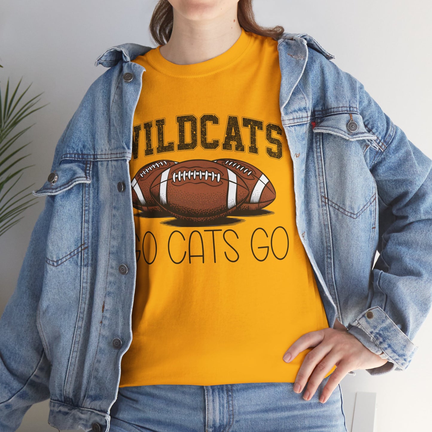Wildcats Football Spirit Tee - Unisex Heavy Cotton T-Shirt for Fans, Game Day, Tailgating, Sports Events, Gift for Her/Him