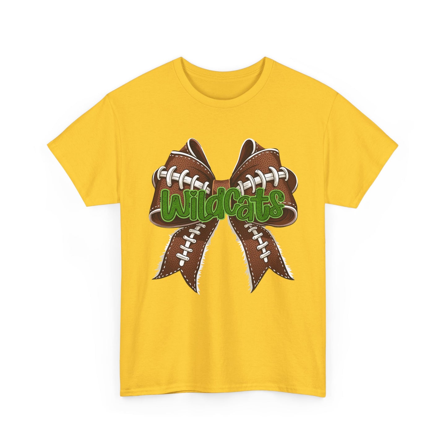 Wildcats Football Bow Unisex Heavy Cotton Tee | Sportswear, Team Spirit, Casual Wear, Gifts for Fans, Game Day Outfit