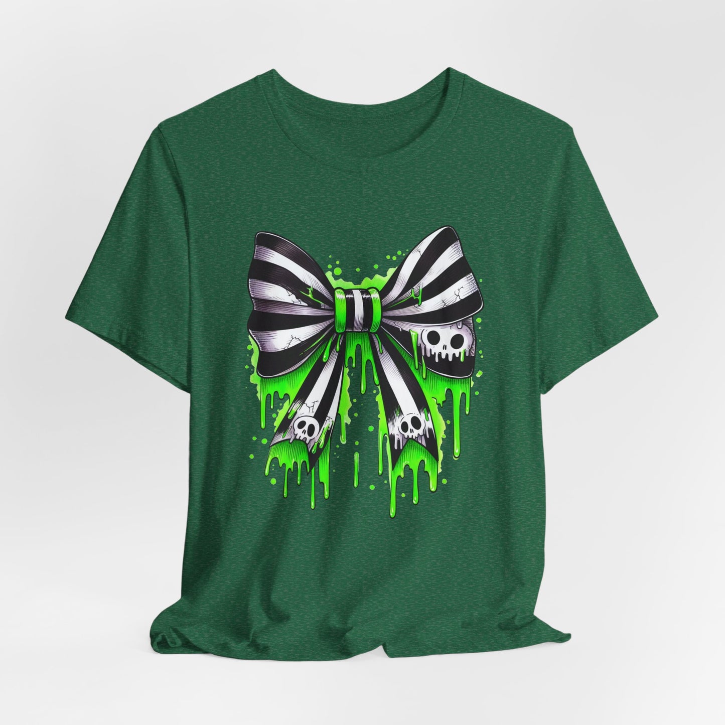 Gothic Bow Graphic Tee, Unisex Casual T-Shirt, Halloween Party Shirt, Alternative Fashion Top, Edgy Streetwear Style