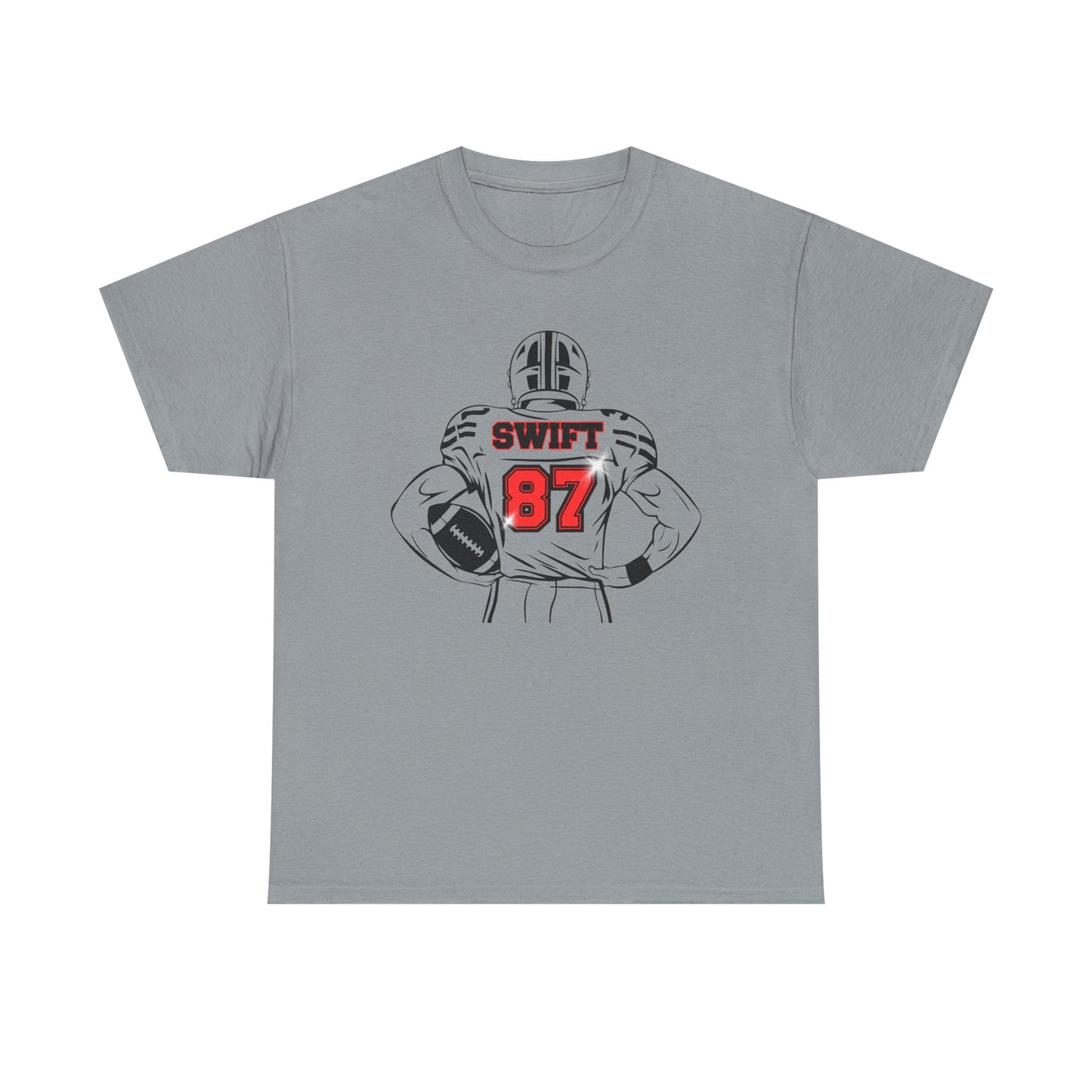 Swift 87 Unisex Heavy Cotton Tee, Football Fan Shirt, KC Chiefs, Kelce, Swiftie, Engaged