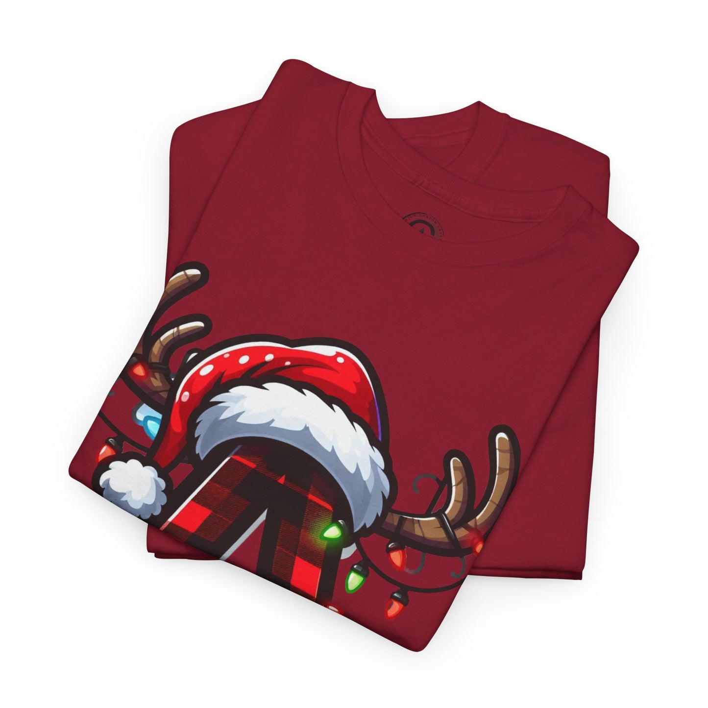 Festive Reindeer Initial A Tee, Unisex Holiday T-Shirt, Christmas Gift, Personalized Apparel, Cozy Winter Wear, Merry & Bright