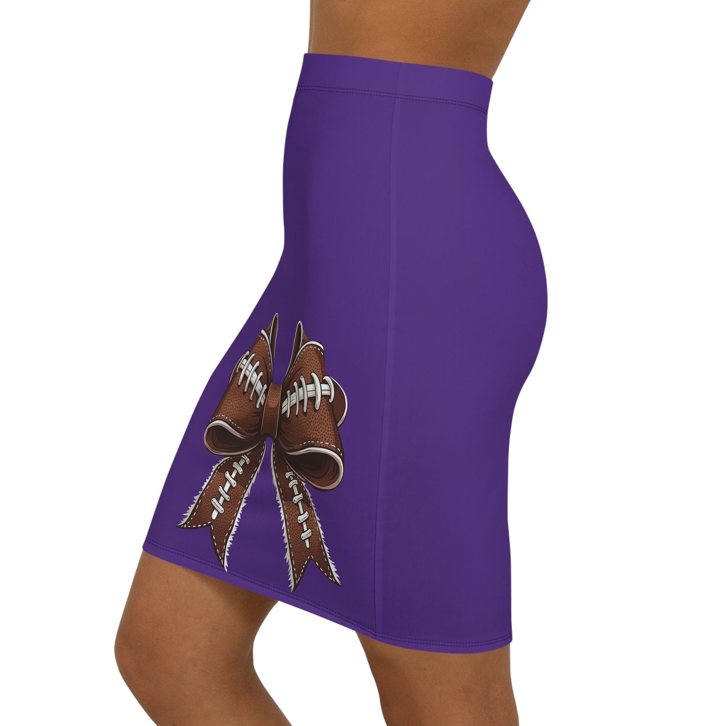Purple, Football Bow Women's Pencil Skirt, Stylish Skirt for Office, Fun Night Out, Geaux LSU Tigers!, homecoming