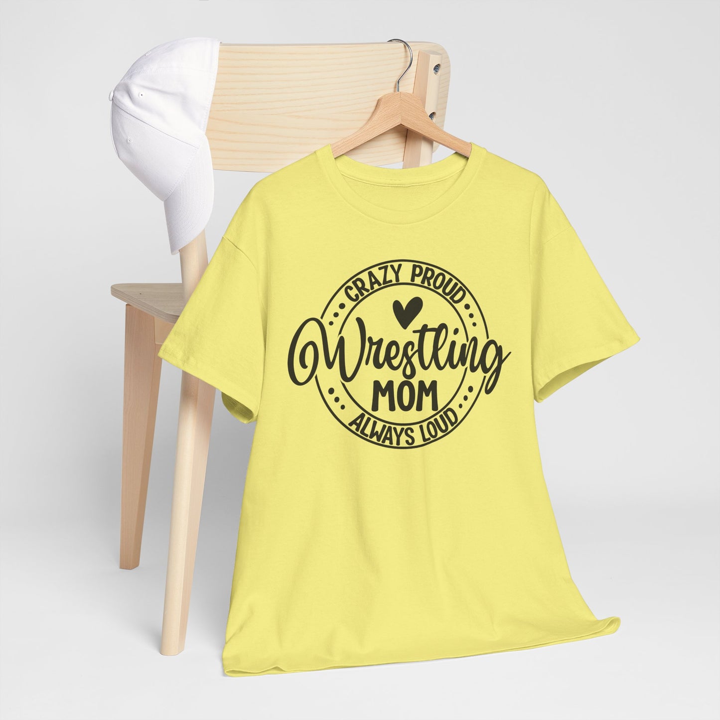 Wrestling Mom Tee, Unisex Heavy Cotton Tee, Proud Mom Shirt, Gift for Wrestling Moms, Sports Apparel, Birthday Gift