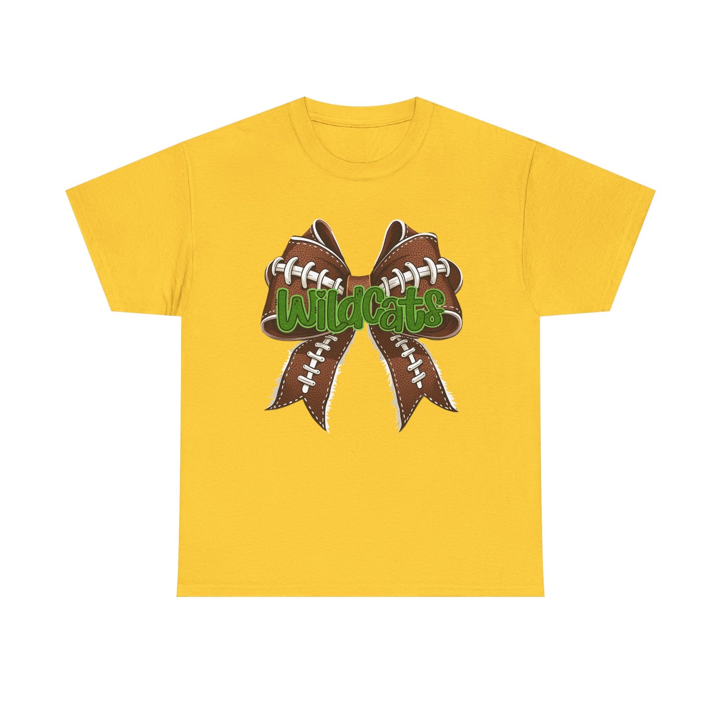 Wildcats Football Bow Unisex Heavy Cotton Tee | Sportswear, Team Spirit, Casual Wear, Gifts for Fans, Game Day Outfit