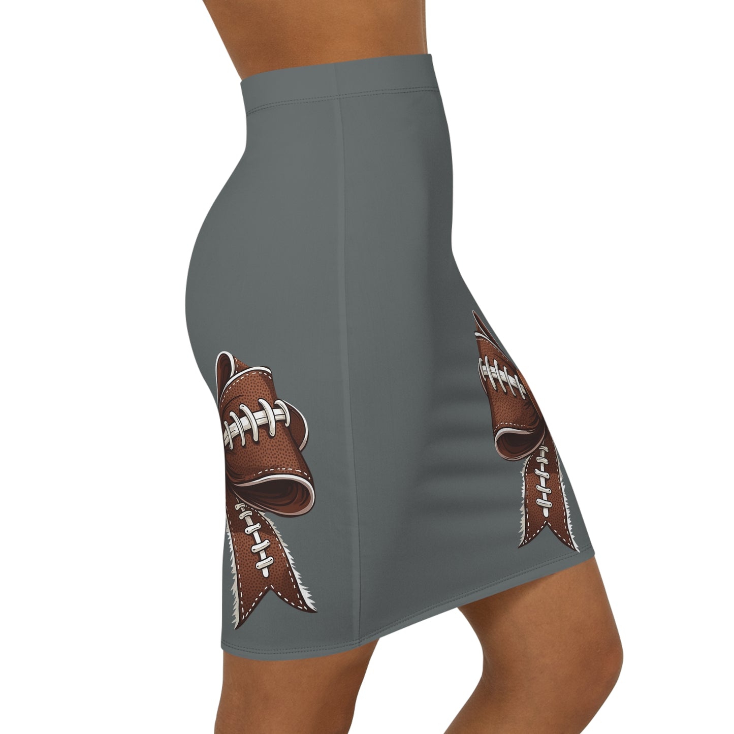 Dark Grey Football Bow Women's Pencil Skirt, Stylish SkirtFun Night Out, Team Spirit! Game Day, homecoming