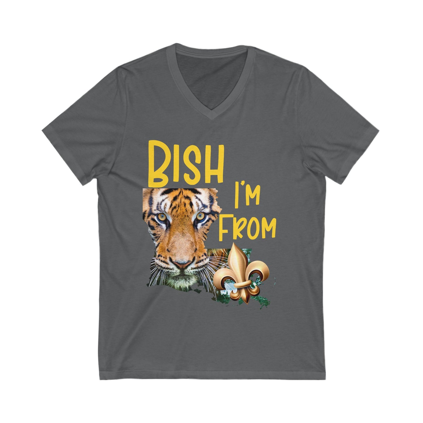 Vibrant Graphic Tee featuring 'BISH I'm FROM' with Tiger & Fleur-de-lis, Casual Wear,