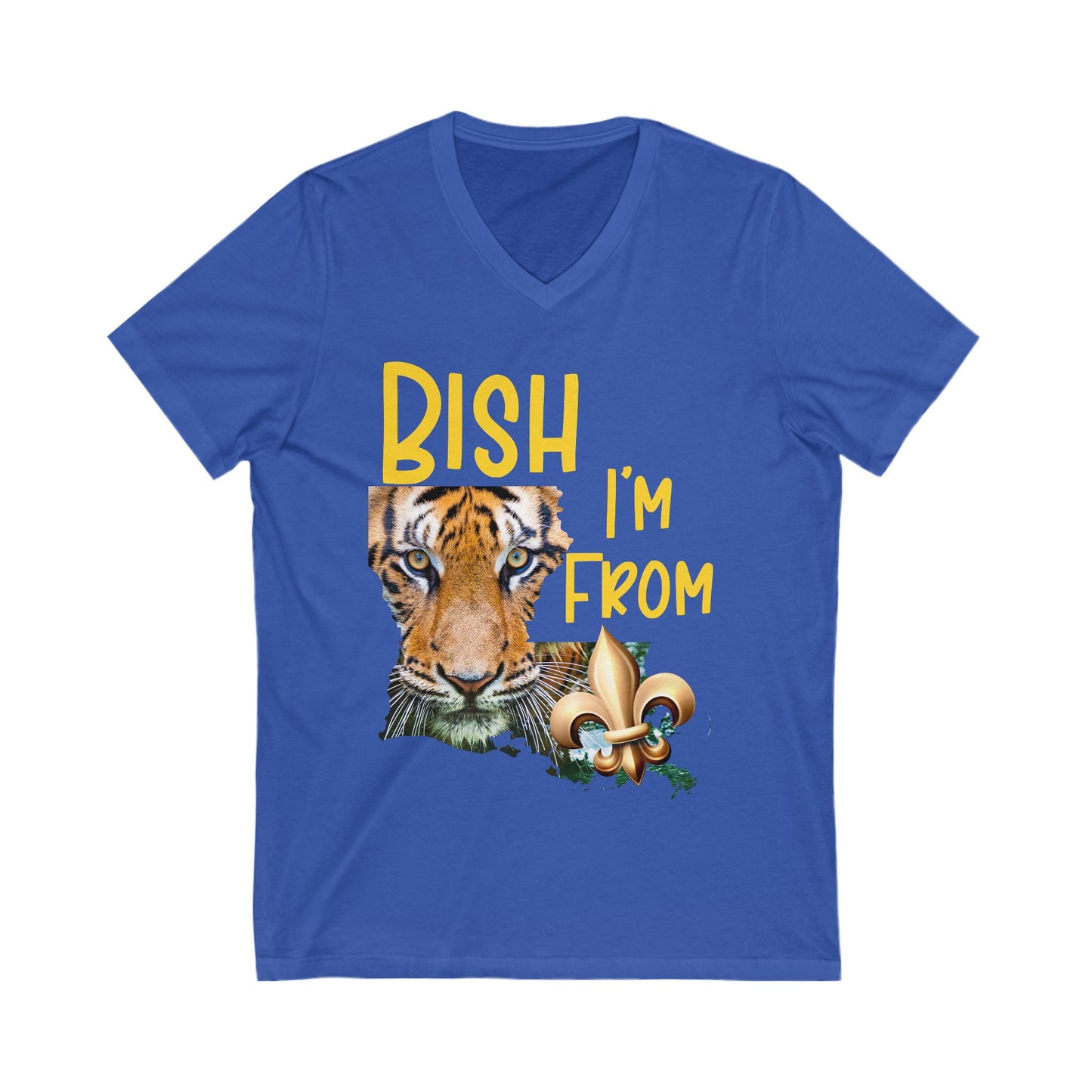 Vibrant Graphic Tee featuring 'BISH I'm FROM' with Tiger & Fleur-de-lis, Casual Wear,
