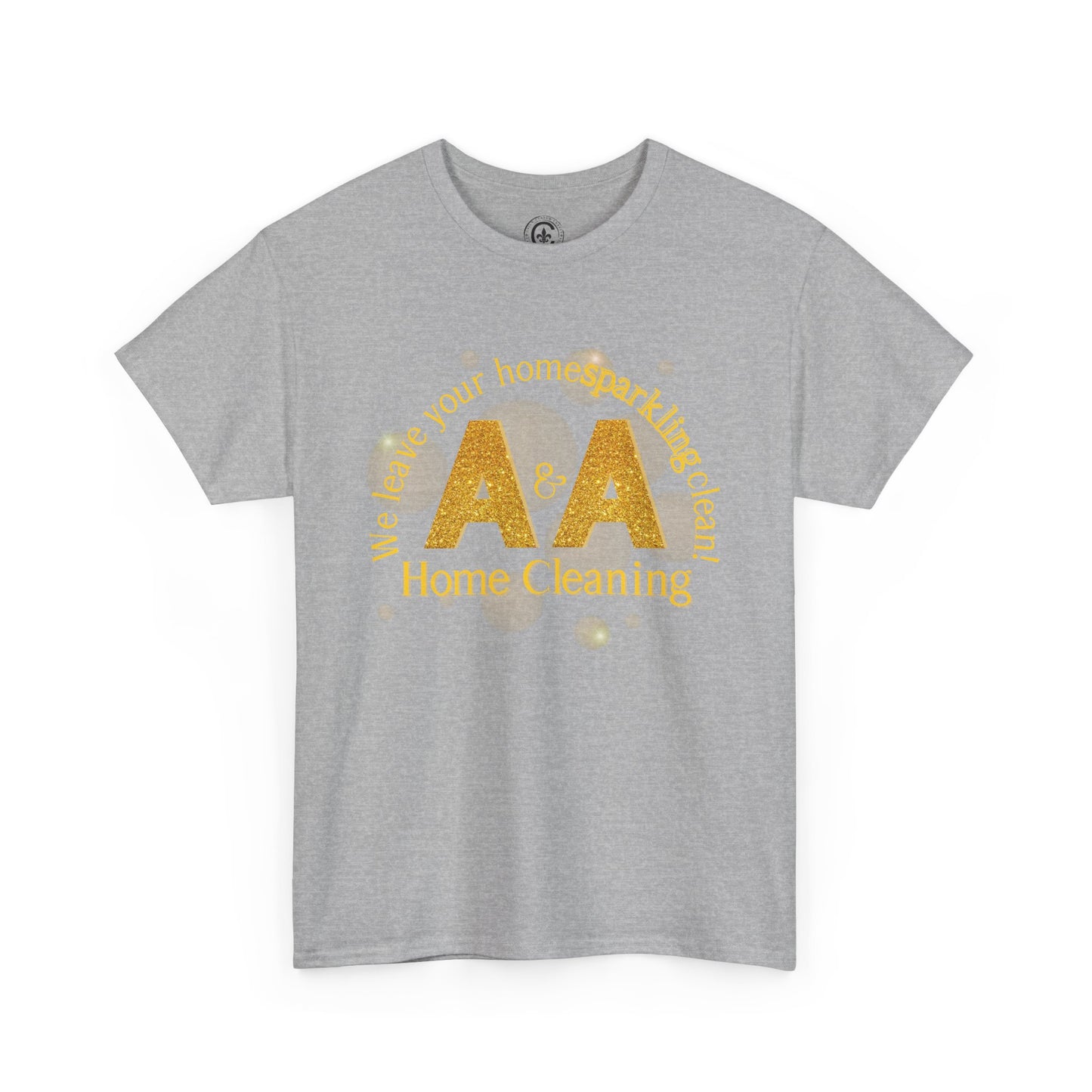 A&A Cleaning Services, Logo, Gold on Purple Crew Neck unisex tshirt, Gildan