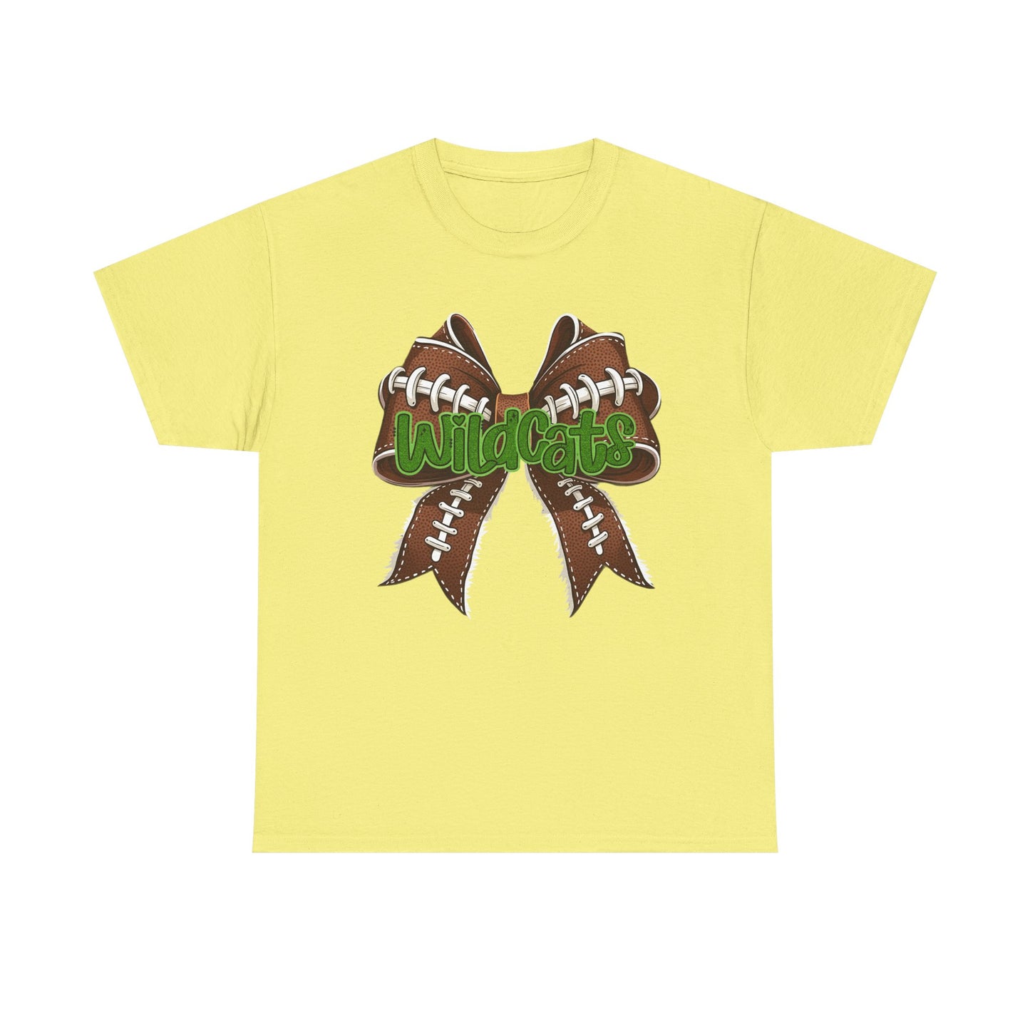 Wildcats Football Bow Unisex Heavy Cotton Tee | Sportswear, Team Spirit, Casual Wear, Gifts for Fans, Game Day Outfit
