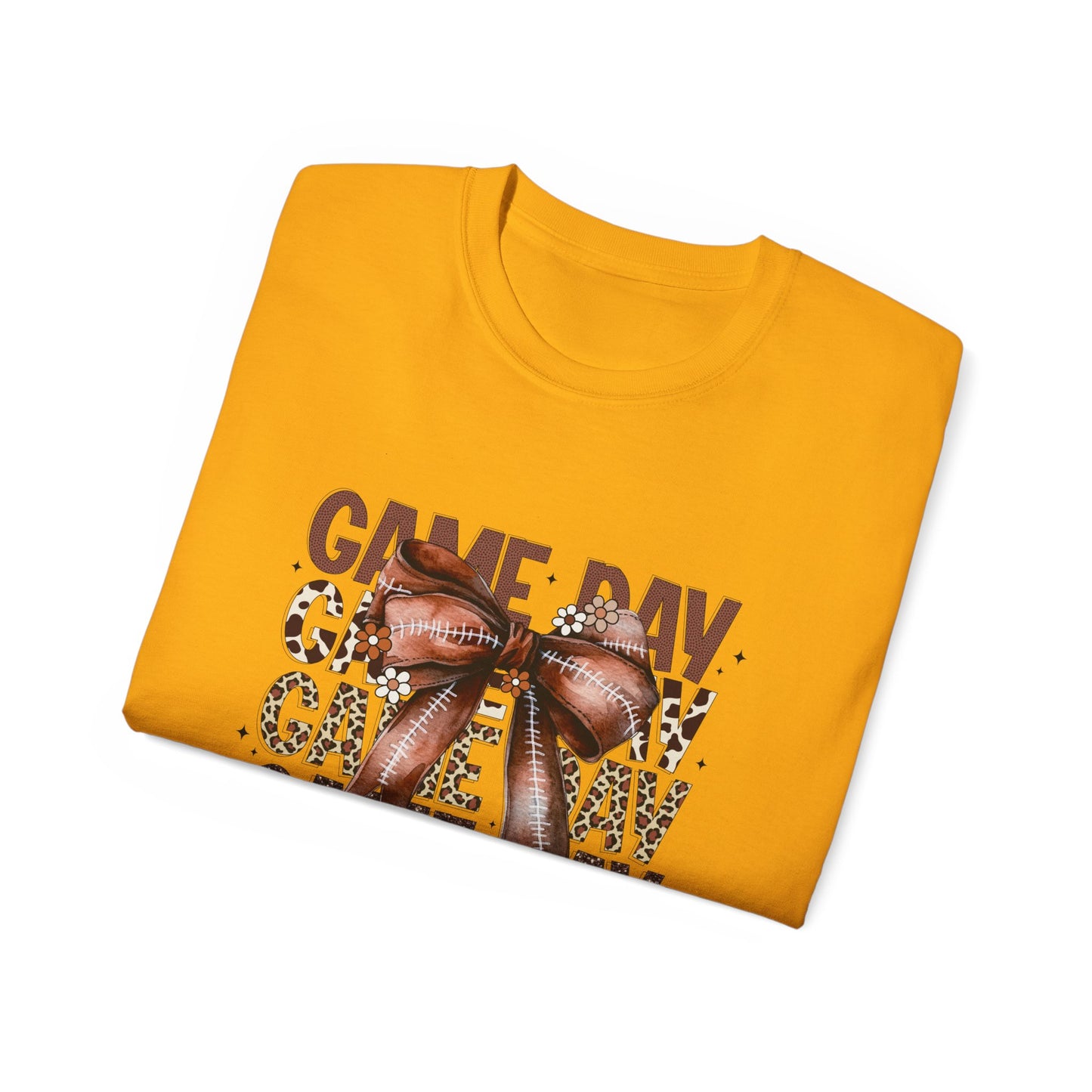 LSU Gold Day, Game Day with a Bow Football Tee, Cute Football T-Shirt, Gift for Sports Lovers, Unique Football Apparel, Casual Everyday Wear