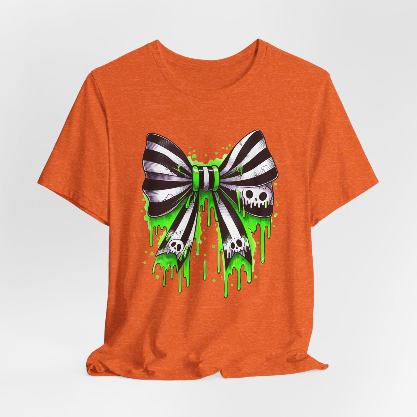 Gothic Bow Graphic Tee, Unisex Casual T-Shirt, Halloween Party Shirt, Alternative Fashion Top, Edgy Streetwear Style