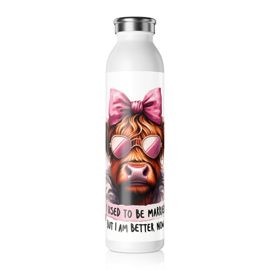 Chic Highland Cow Slim Water Bottle, Funny Gift for Her, Cute Sports Hydration Flask, Travel Bottle for Daily Use, Perfect for Birthdays
