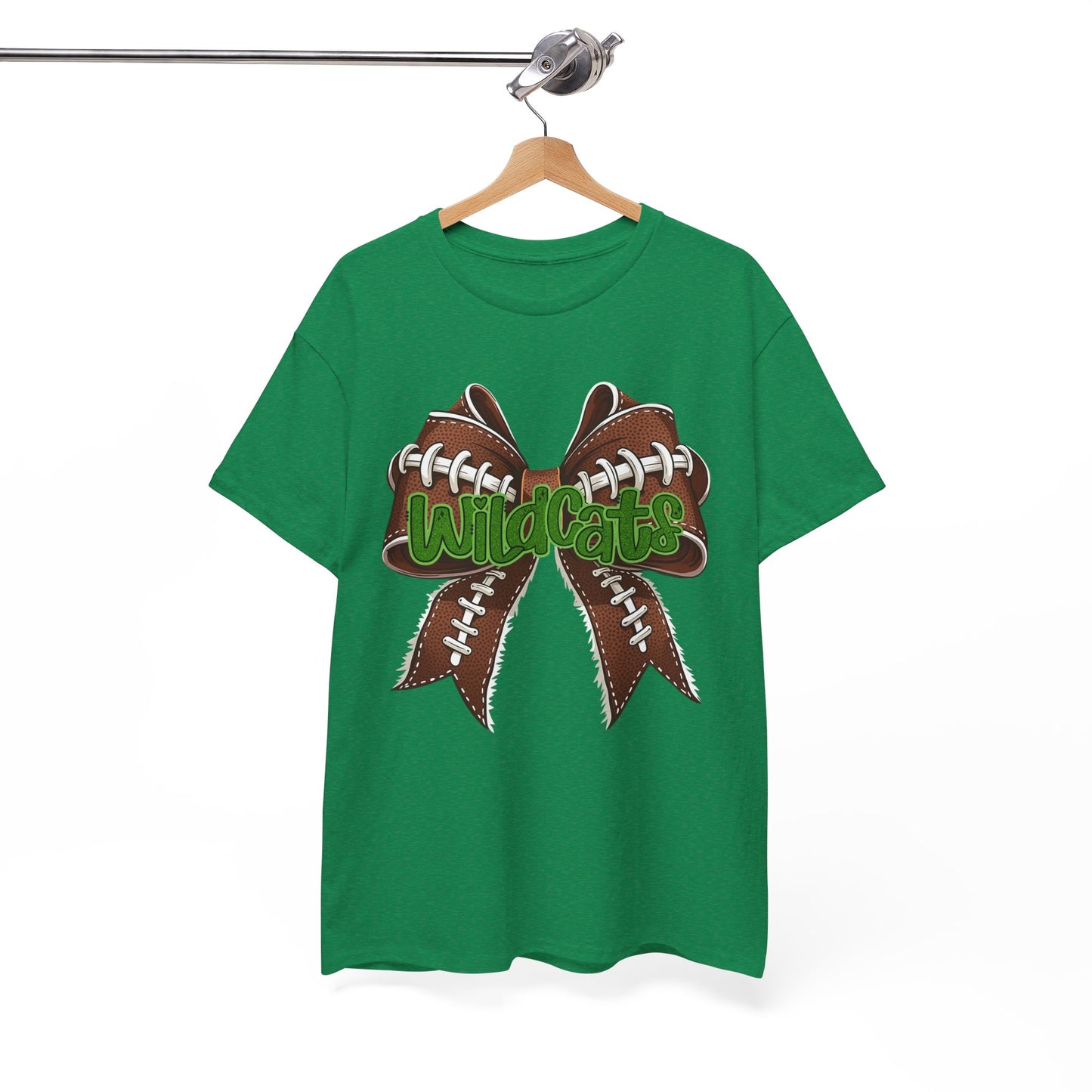 Wildcats Football Bow Unisex Heavy Cotton Tee | Sportswear, Team Spirit, Casual Wear, Gifts for Fans, Game Day Outfit