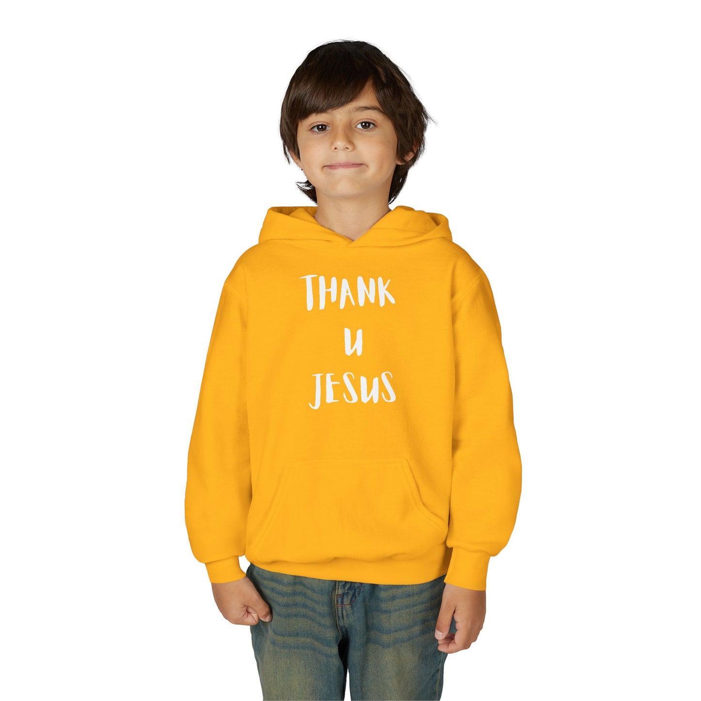 Thank you Jesus, John 3:16 Youth Heavy Blend Hooded Sweatshirt, Thank U Jesus Faith Hoodie, Christian Youth Apparel, Religious Gift for Teens, John 3:16 Inspired