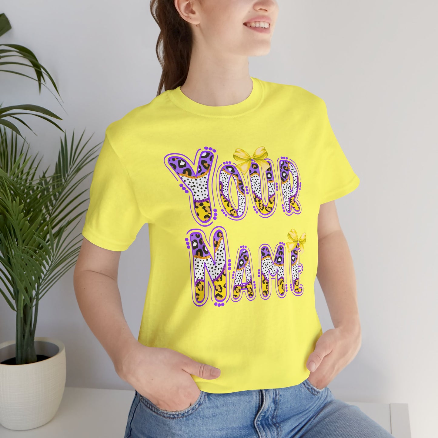 Personalized, Name, Graphic Tee, Cute Font, Purple and Gold, LSU, Tigers, Football, Baseball, Team