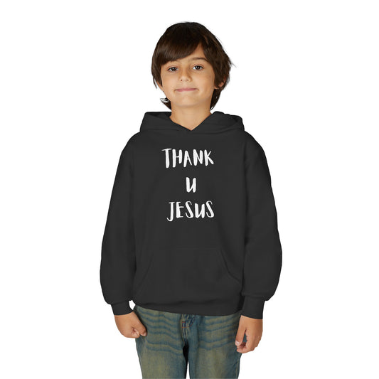Thank you Jesus, John 3:16 Youth Heavy Blend Hooded Sweatshirt, Thank U Jesus Faith Hoodie, Christian Youth Apparel, Religious Gift for Teens, John 3:16 Inspired