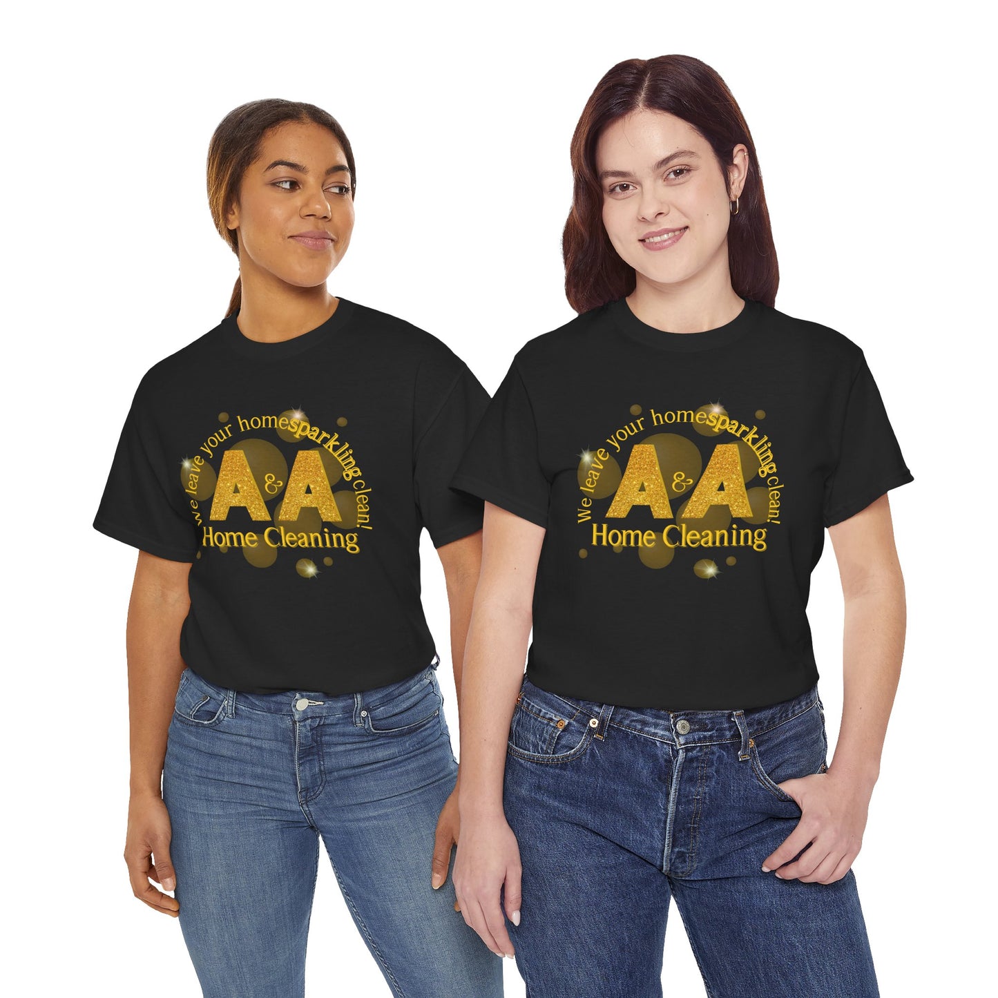 A&A Cleaning Services, Logo, Gold on Purple Crew Neck unisex tshirt, Gildan