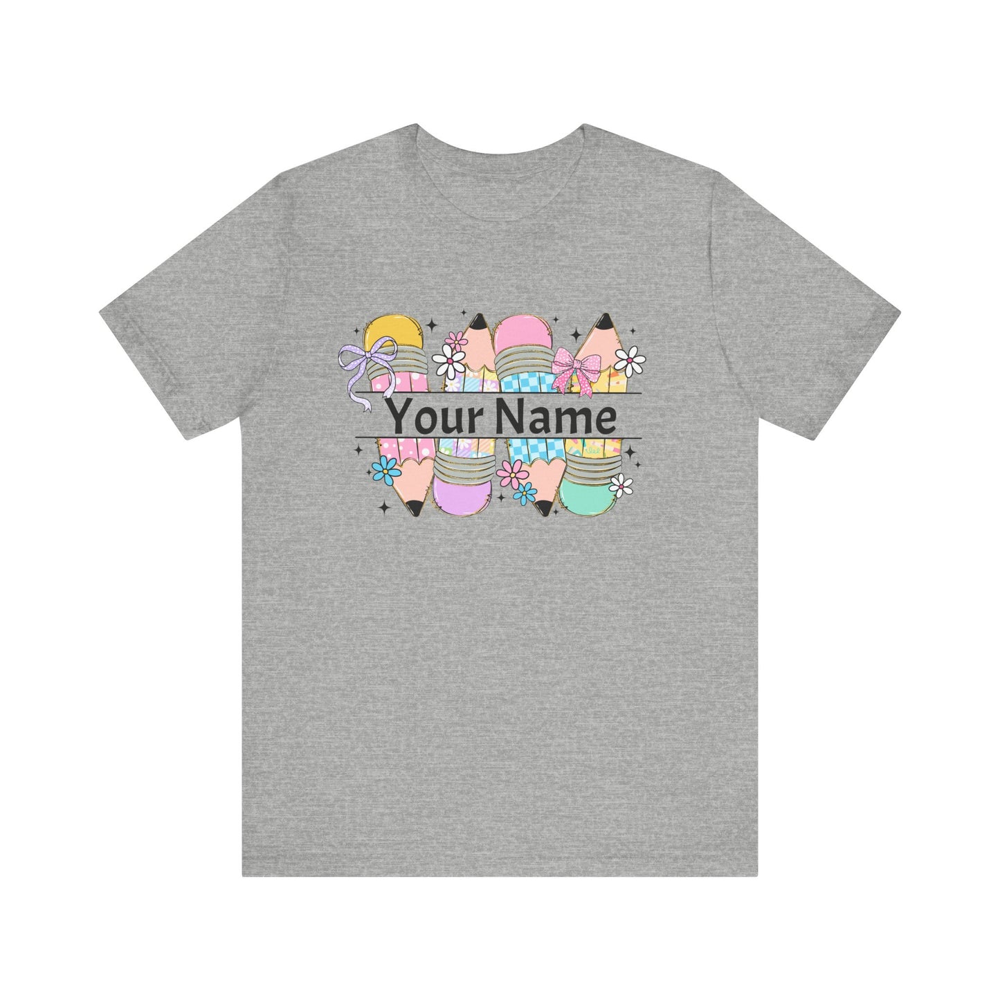Personalized Back to School Pencil with your name design, on a bella canvas shirt