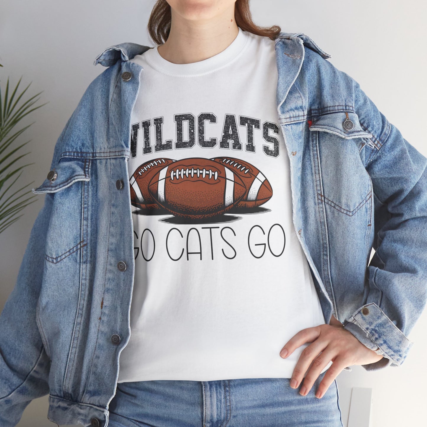 Wildcats Football Spirit Tee - Unisex Heavy Cotton T-Shirt for Fans, Game Day, Tailgating, Sports Events, Gift for Her/Him