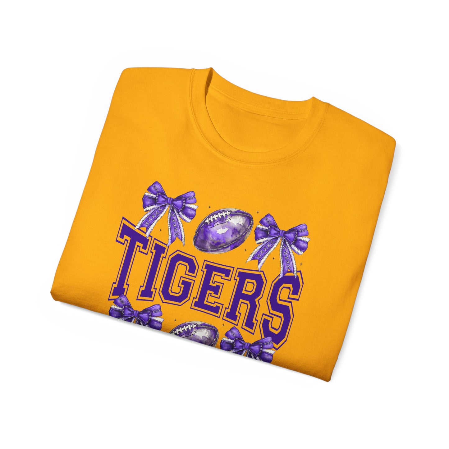 LSU Gold Day, Tigers, Bows, Football Tee, Cute Football T-Shirt, Gift for Sports Lovers, Unique Football Apparel, Casual Everyday Wear
