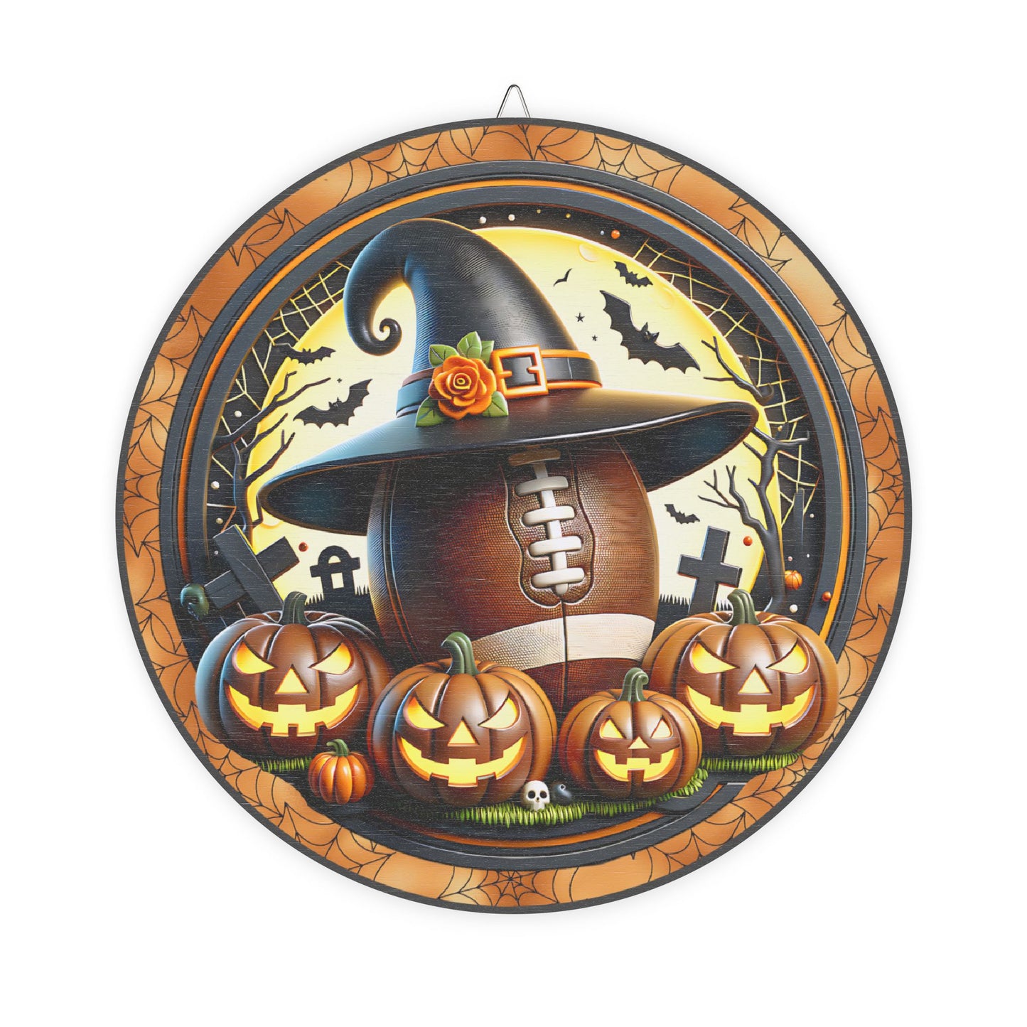 Football Halloween Themed Wood Sign, Spooky Decor, Fall Decoration, Pumpkin Wall Art, Rustic Home Decor, Unique Gift Idea