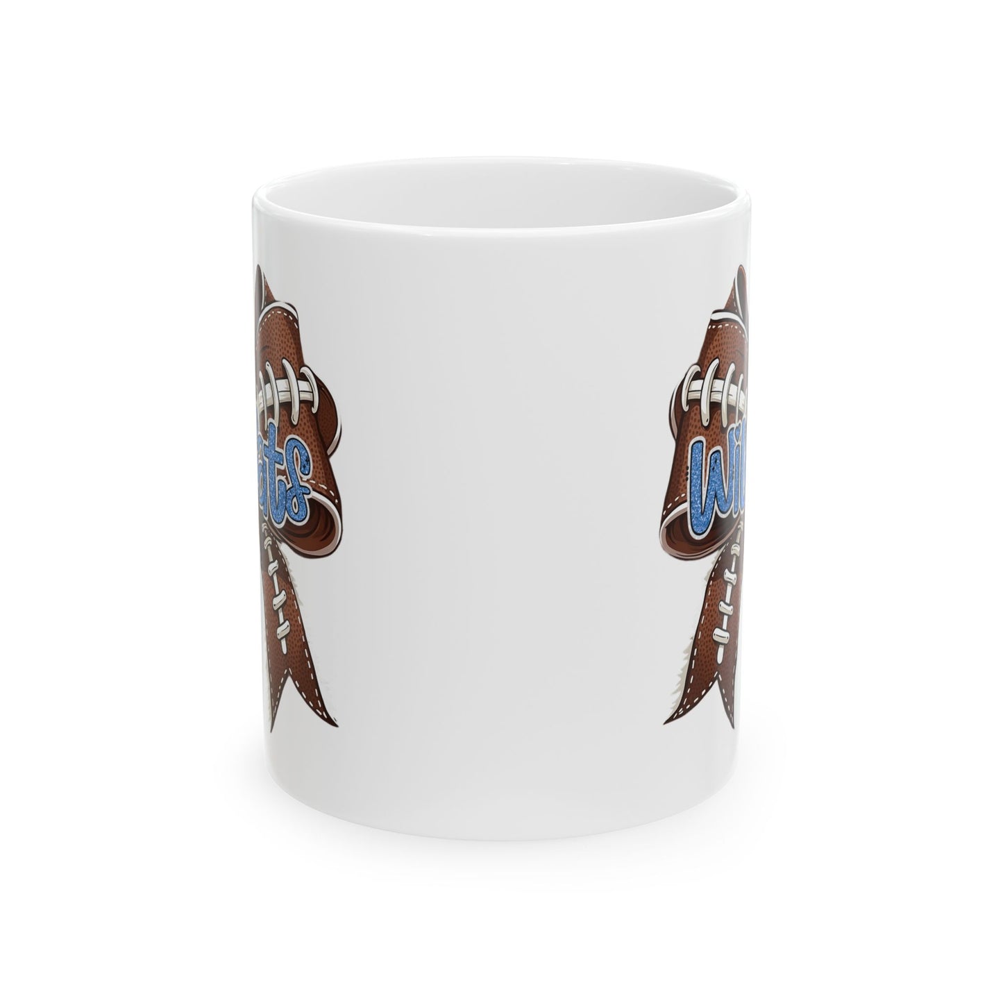 Blue, Glitter, Football, Bow, Wildcats Ceramic Mug - Cute Coffee Cup