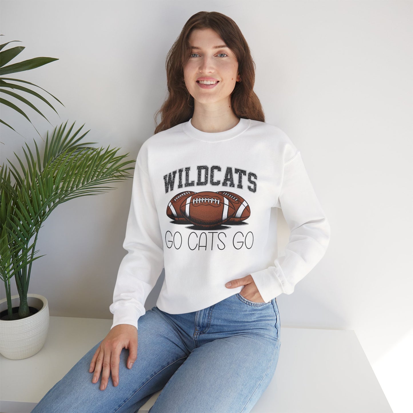 Wildcats Football Go Cats Go Sweatshirt | Unisex Crewneck | Game Day Apparel, Sports Hoodie, Relaxed Fit, Fan Gear, Gift for Football Lovers