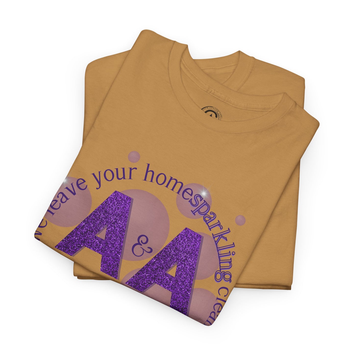 A&A Cleaning Services, Logo, Purple on Gold Crew Neck unisex tshirt, Gildan