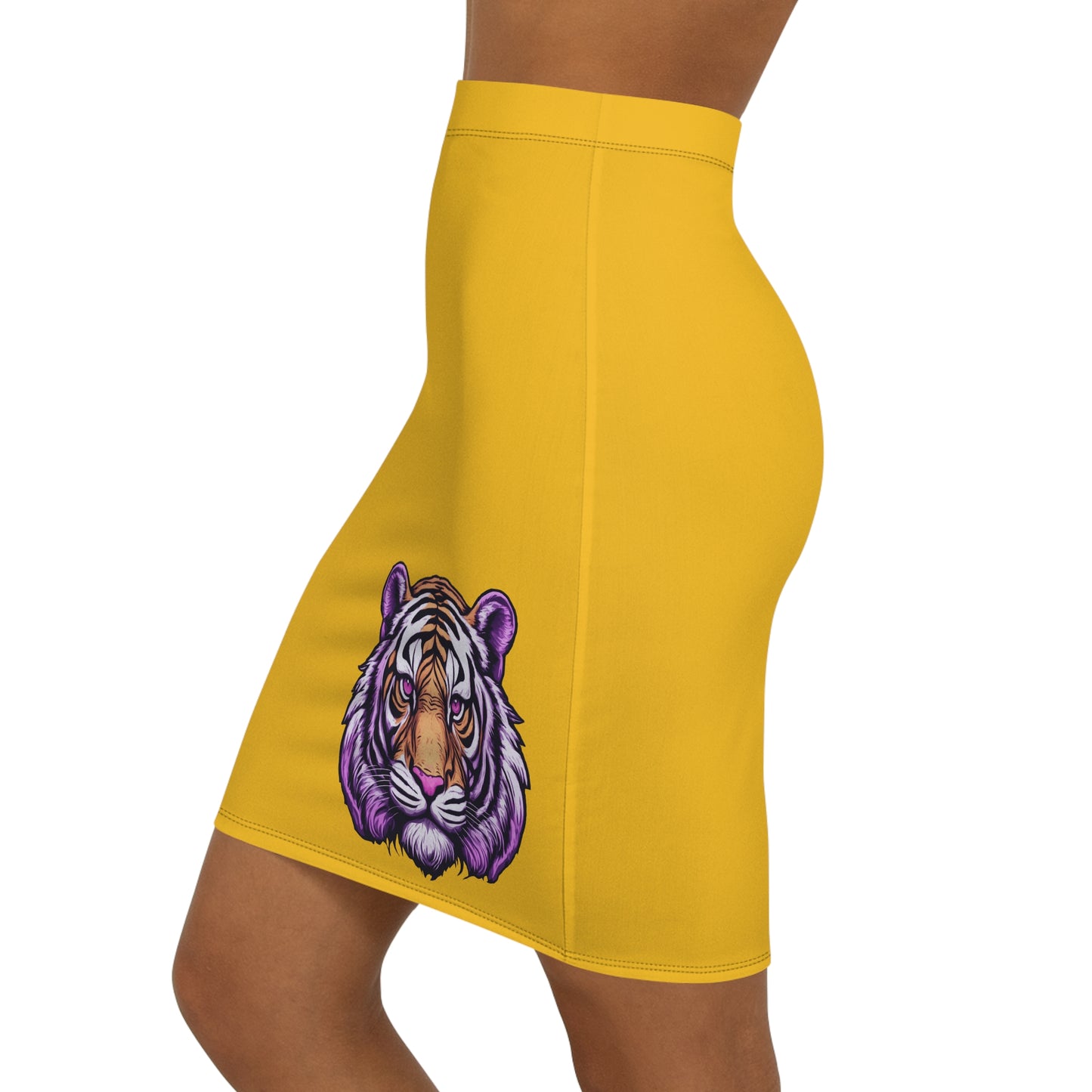 Yellow Tiger Women's Pencil Skirt, Stylish Skirt for Office, Fun Night Out, Geaux LSU Tigers!