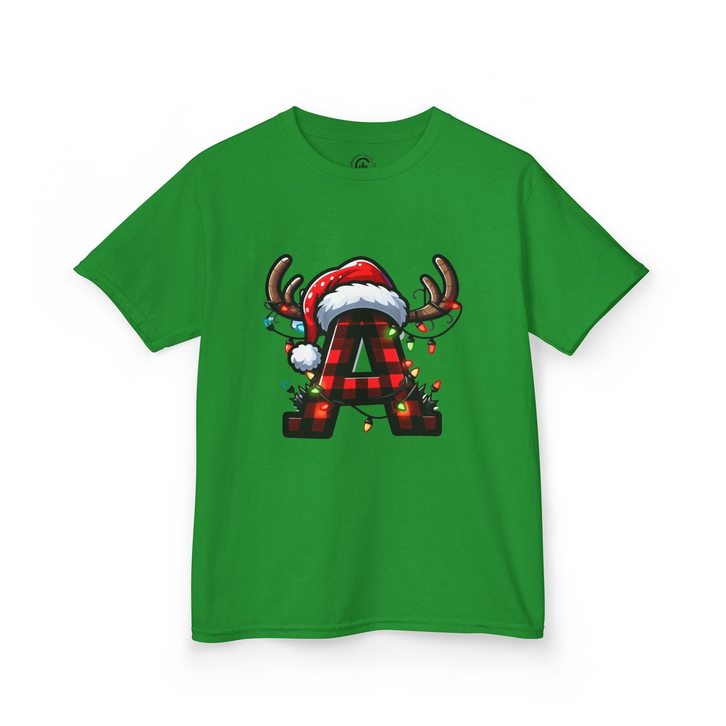 Letter A, Christmas Themed Kids Tee, Holiday Gift for Children, Personalized Holiday Shirt, Kids Holiday Outfit, Family Matching