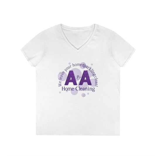 A&A, Purple Logo on a 2nd style vneck, Gildan